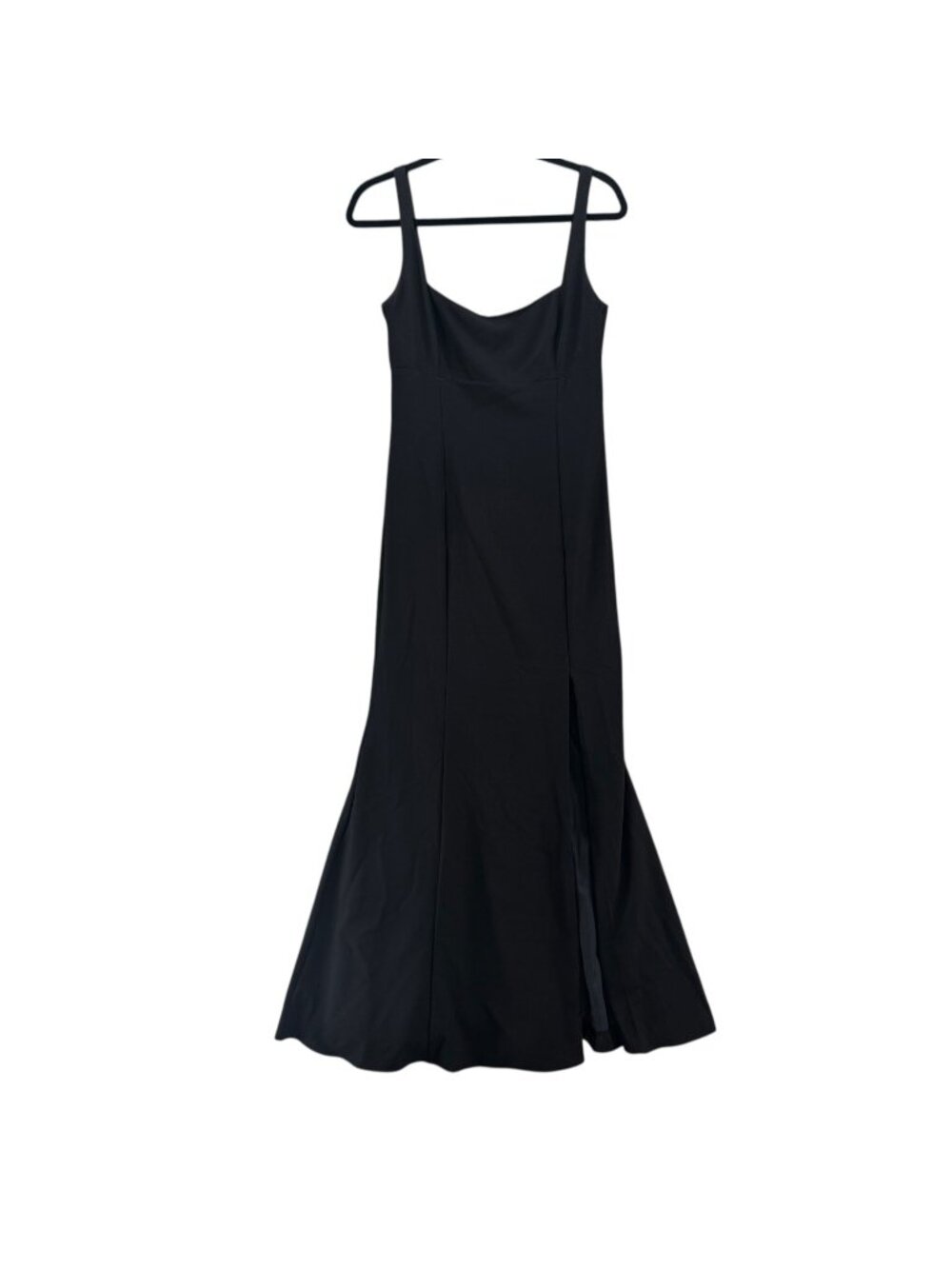 Amsale Evening Gown Maxi Dress Black Sleeveless Side Slit V Neck Stretch Size 10